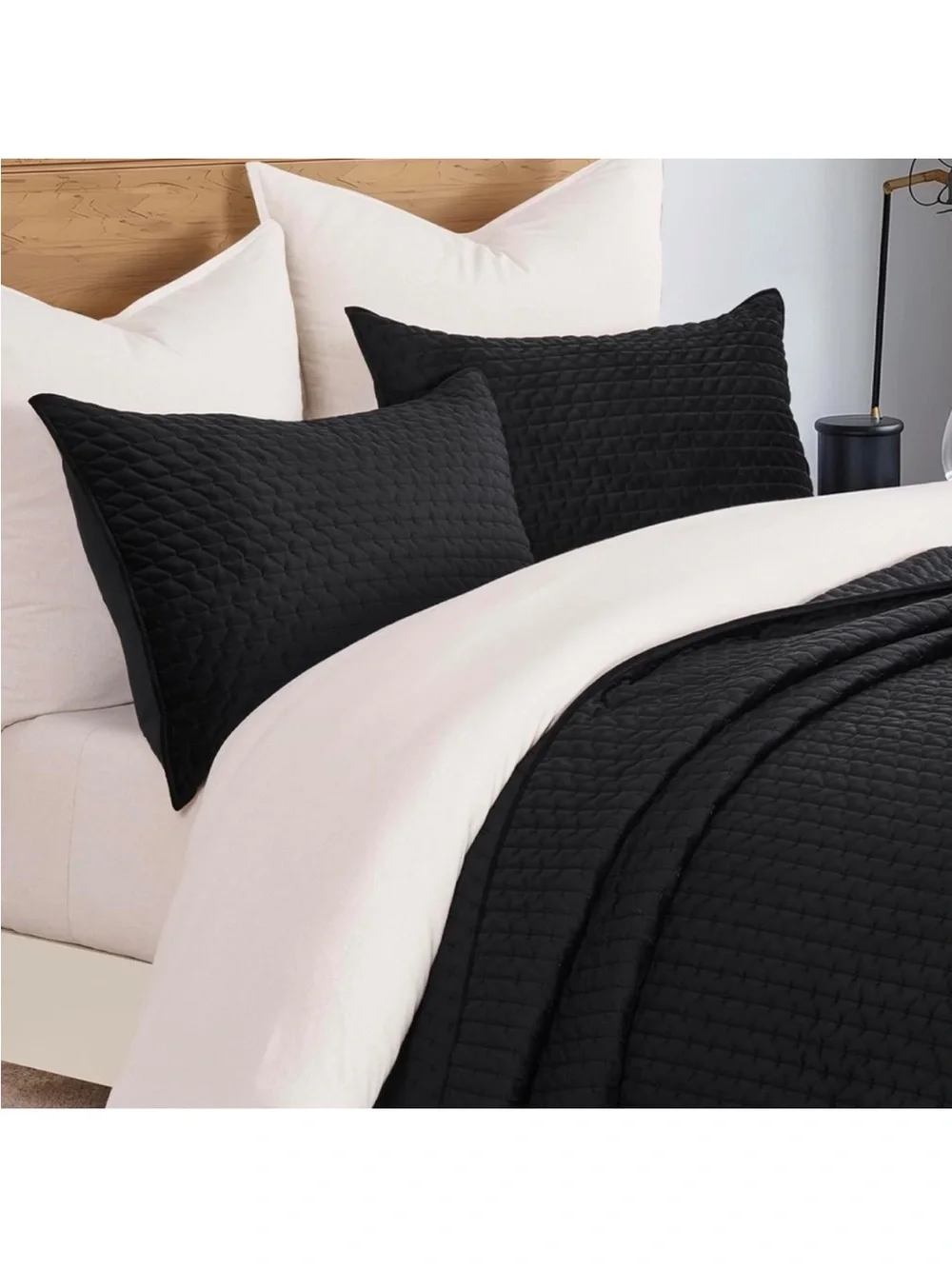 🆕 PB Style Black Velvet Coverlet Sateen KING Bedding Set Diamond Stitch NEW GOTH